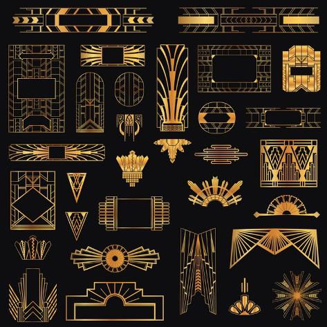 Art Print: Art Deco Vintage Frames and Design Elements - in Vector by woodhouse: 12x12in