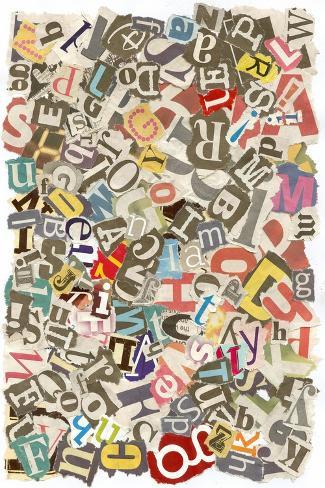 Art Print: Colorful Background With Letters Torn From Newspapers And Magazines Rough Edges, Messy Look by NinaMalyna: 18x12in