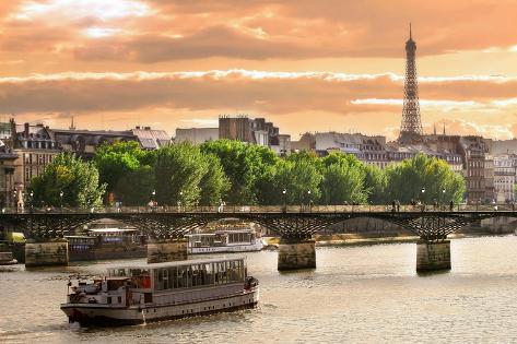 Art Print: Cruise Ship On The Seine River In Paris, France by rglinsky: 18x12in