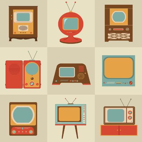 Art Print: Retro Vintage Tv Set by vector pro: 12x12in