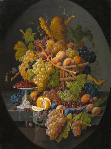 Giclee Print: Still Life with Fruit, c.1855-1860 by Severin Roesen: 12x9in
