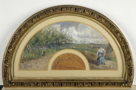 Giclee Print: Eventail: côteaux de Chaponval by Camille Pissarro: 18x12in