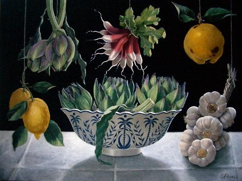 Giclee Print: Radishes, Artichokes and Garlic by ELEANOR FEIN: 12x9in