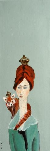 Giclee Print: Redhead with Red Panda, 2016 by Susan Adams: 24x8in
