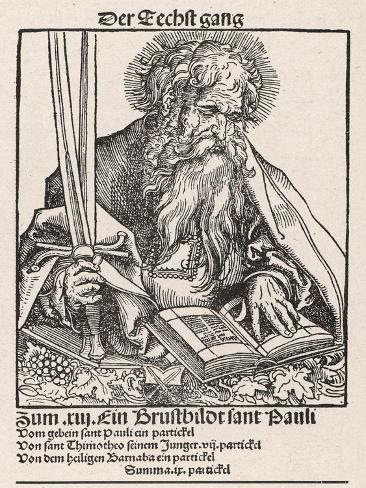 Art Print: Saint Paul of Tarsus Rabbi Tentmaker Missionary Reading Book Swords in Hand: 12x9in