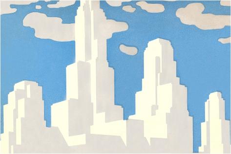 Giclee Print: Abstract Cityscape Skyline: 18x12in