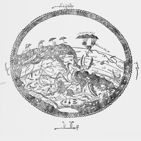 Giclee Print: Arabic Zonal World Map: 16x16in