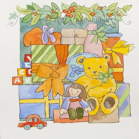 Giclee Print: Christmas toys and gifts by Jennifer Abbott: 16x16in