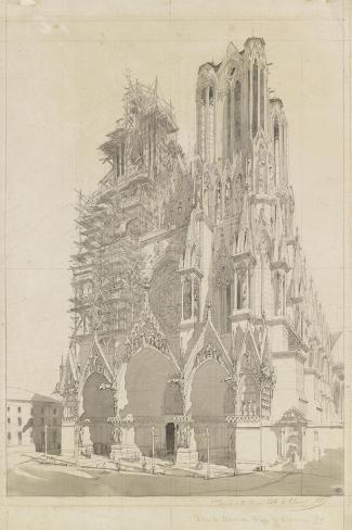 Giclee Print: La cathédrale de Reims by Adrien Dauzats: 18x12in