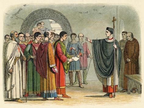 Art Print: Thomas Becket Refuses to Seal the Constitutions of Claredon by James Doyle: 12x9in