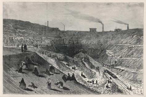 Art Print: Male and Female Workers in the Zinc Mines in Silesia: 18x12in