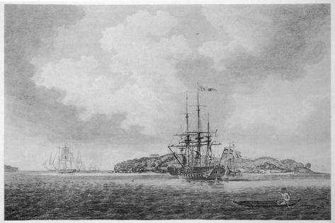 Art Print: The First English Fleet Sails into Botany Bay by R. Clevely: 18x12in