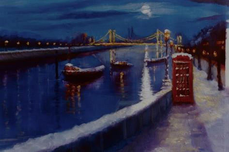 Giclee Print: Chelsea Winter Thames Embankment, 2000 by Lee Campbell: 18x12in