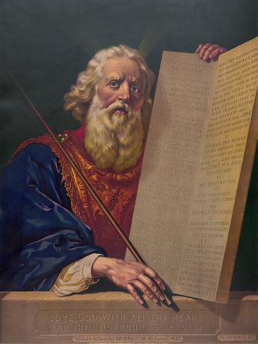 Giclee Print: Moses with the Ten Commandments: 12x9in