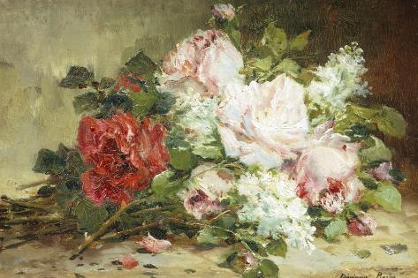 Giclee Print: Bouquet of Roses and Lilac by Dominique-Hubert Rozier: 18x12in