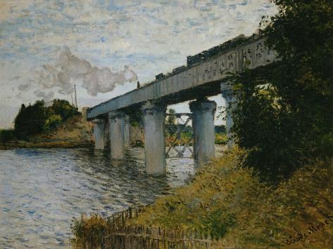 Giclee Print: The Railroad Bridge at Argenteuil by Claude Monet: 12x9in