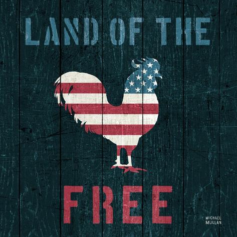 Art Print: American Farm Rooster by Michael Mullan: 12x12in