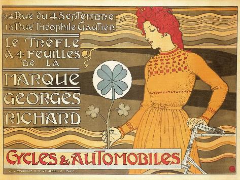 Art Print: Georges Richard Cycles & Automobiles by Eugène Grasset: 12x9in