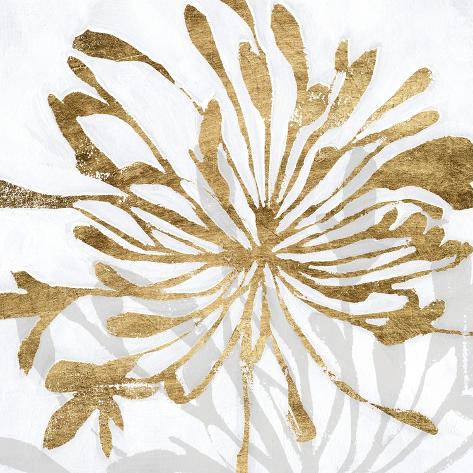 Art Print: Golden Gilt Bloom I by Annie Warren: 12x12in