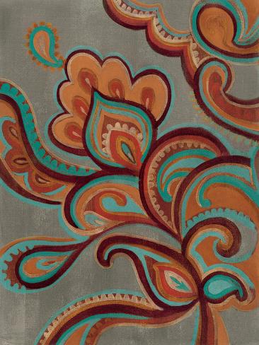 Art Print: Bohemian Paisley I Turquoise Neutral by Silvia Vassileva: 12x9in