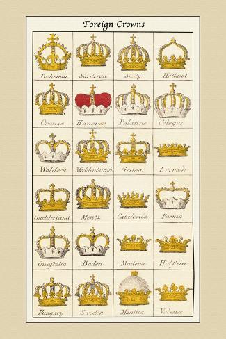 Art Print: Foreign Crowns: Bohemia, Sardinia by Hugh Clark: 18x12in