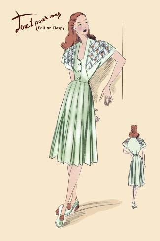 Art Print: Pleated Summer Dress: 18x12in