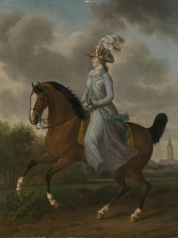 Art Print: Equestrian Portrait of Wilhelmina of Prussia by Tethart Philip Christian Haag: 12x9in