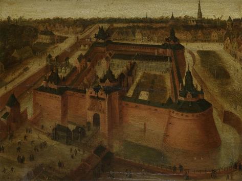 Art Print: Birds-Eye View of the Vredenburg (Vredeborch) Castle in Utrecht: 12x9in