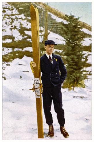 Photographic Print: Ski Champion Vinjarengen of Norway at Lake Placid: 12x8in