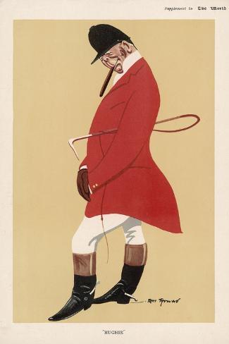 Art Print: Hughie a Huntsman in Traditional Attire Smokes a Large Cigar: 18x12in