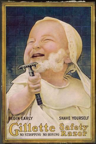 Art Print: Begin Early Shave Yourself - the Gillette Safety Razor Lives Up to its Name: 18x12in