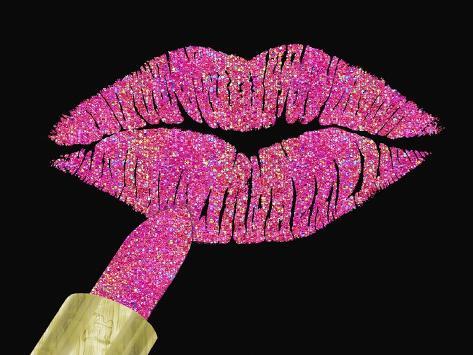 Giclee Print: Iridescent Glitter Kiss Hot Pink by Tina Lavoie: 12x9in