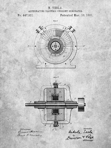 Giclee Print: PP1090-Slate Tesla Alternating Current Generator Poster by Cole Borders: 12x9in