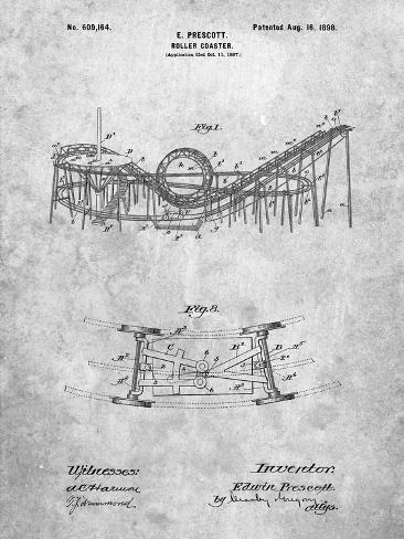 Giclee Print: PP772-Slate Coney Island Loop the Loop Roller Coaster Patent Poster by Cole Borders: 12x9in