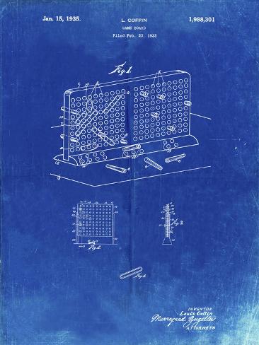 Giclee Print: PP519-Faded Blueprint Battleship Game Patent Poster by Cole Borders: 12x9in