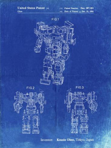 Giclee Print: PP780-Faded Blueprint Devastator Transformer Patent Poster by Cole Borders: 12x9in