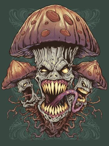 Giclee Print: Evil Mushroom Color Scheme 02 by FlyLand Designs: 12x9in