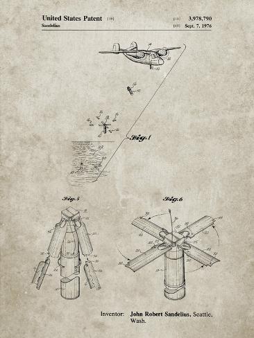 Giclee Print: PP750-Sandstone Boeing Sonobuoy Patent Poster by Cole Borders: 12x9in