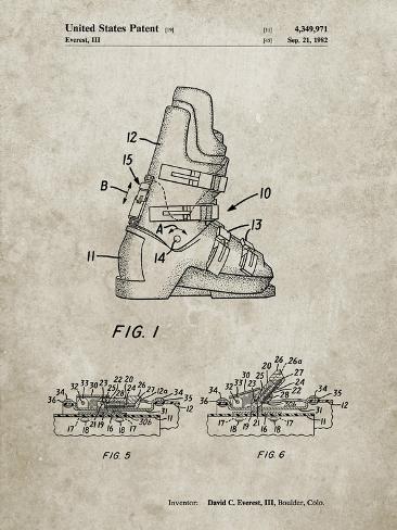 Giclee Print: PP1037-Sandstone Ski Boots Patent Poster by Cole Borders: 12x9in