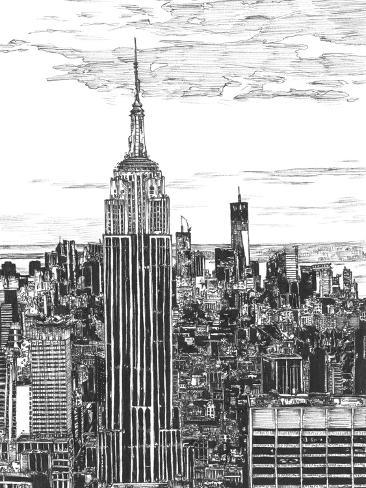 Art Print: B & W Us Cityscape-NYC by Melissa Wang: 12x9in