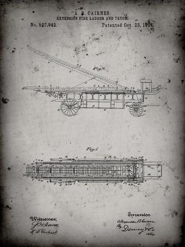 Giclee Print: PP808-Faded Grey Fire Extension Ladder 1894 Patent Poster by Cole Borders: 12x9in