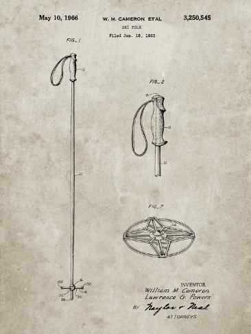 Giclee Print: PP1038-Sandstone Ski Pole Patent Poster by Cole Borders: 12x9in