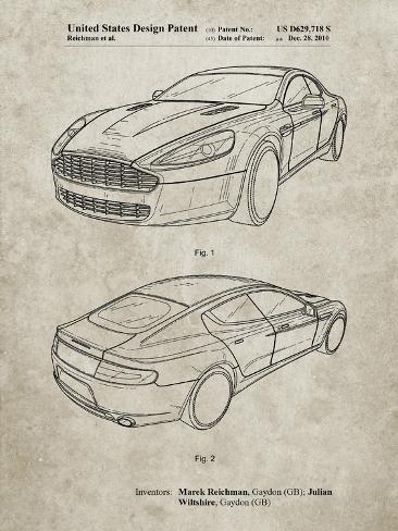 Giclee Print: PP709-Sandstone Aston Martin DBS Volante Patent Poster by Cole Borders: 12x9in