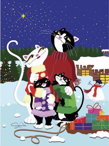 Giclee Print: Christmas Cats Theme Christmas Star V2 by Cindy Wider: 12x9in