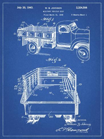 Giclee Print: PP59-Blueprint Army Troops Transport Truck Patent Poster by Cole Borders: 12x9in