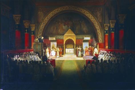 Giclee Print: Meeting of the Chapter of the Knights Templar, Paris, 1147 by Francois-Marius Granet: 18x12in