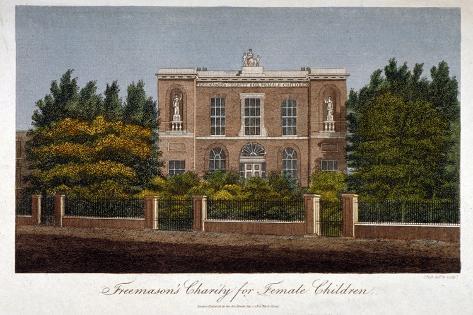 Giclee Print: The Freemasons' Charity School for Girls, Westminster Bridge Road, Lambeth, London, 1814 by John Pass: 18x12in