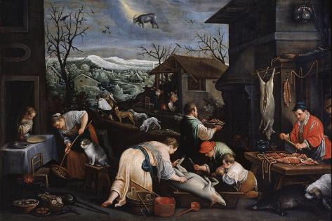 Giclee Print: December (From the Series 'The Seasons), Late 16th or Early 17th Century by Leandro Bassano: 18x12in