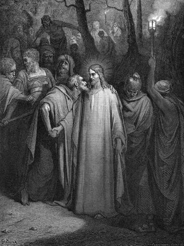 Giclee Print: Judas Betraying Christ with a Kiss, 1866 by Gustave Doré : 12x9in
