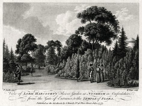 Giclee Print: View of Lord Harcourt's Flower Garden at Nuneham in Oxfordshire, 1777 by William Watts: 12x9in